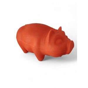 Vintage Piggy Bank • Red Plastic Coin Saver • Novelty Pig Decor • 1970s Vibe (F8